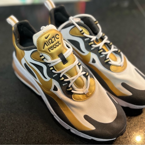 Sz 11 Nike Air Max React in Black, White, and Gold main image 4